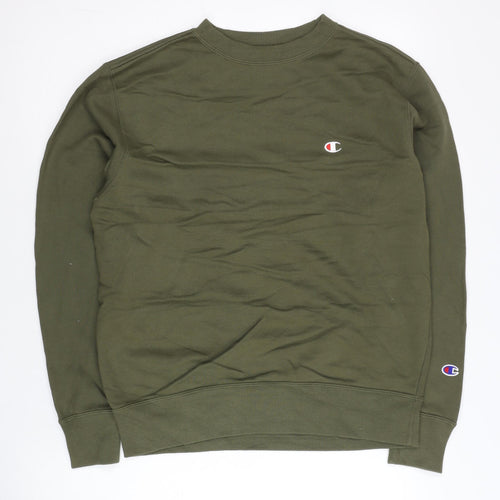 Champion Mens Green Crew Neck Pullover Sweatshirt Medium Long Sleeve