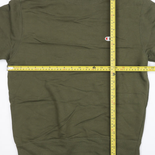 Champion Mens Green Crew Neck Pullover Sweatshirt Medium Long Sleeve