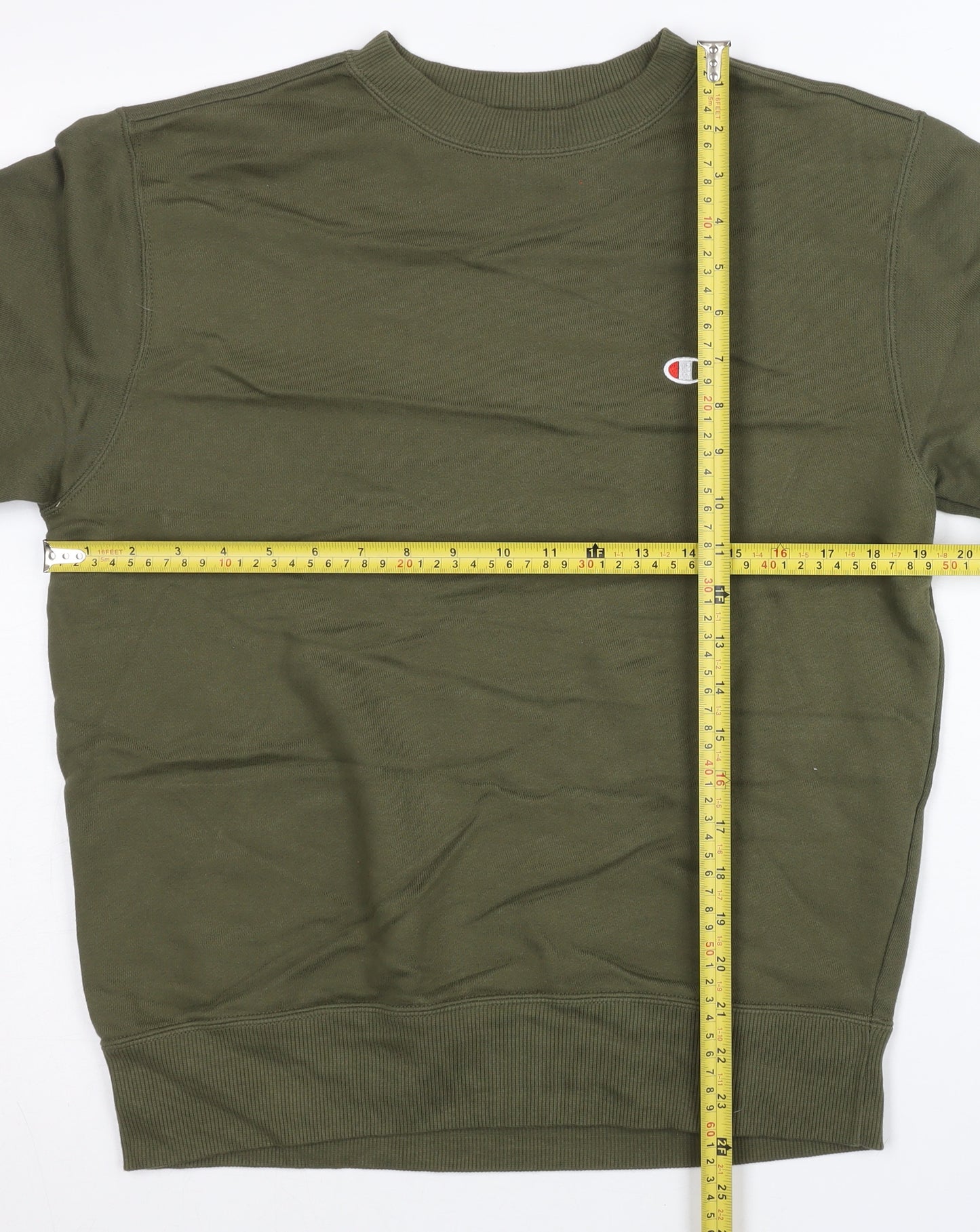 Champion Mens Green Crew Neck Pullover Sweatshirt Medium Long Sleeve