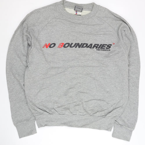 New Balance Men's Grey Small Pullover Sweatshirt Logo Sportswear