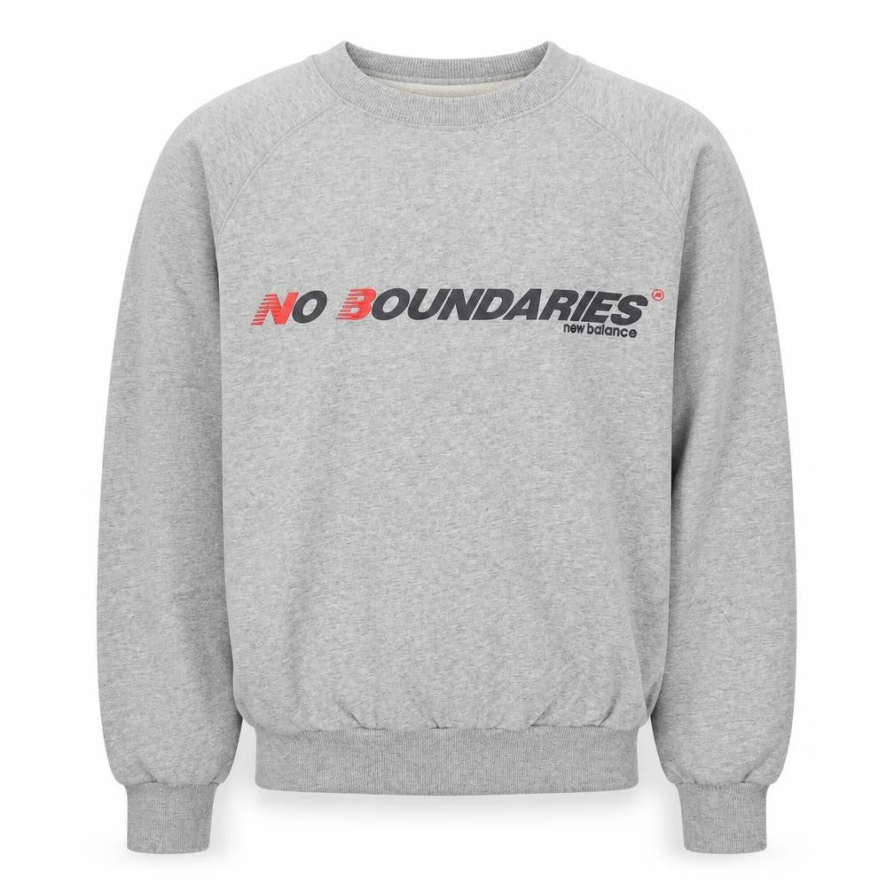 Front view of New Balance Men's Grey Small Pullover Sweatshirt Logo Sportswear