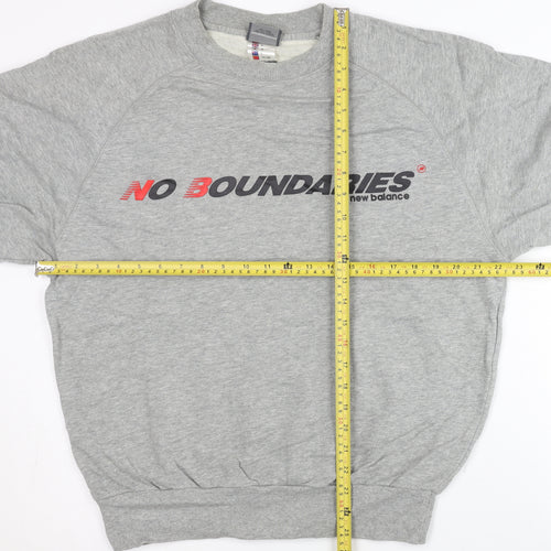 New Balance Men's Grey Small Pullover Sweatshirt Logo Sportswear