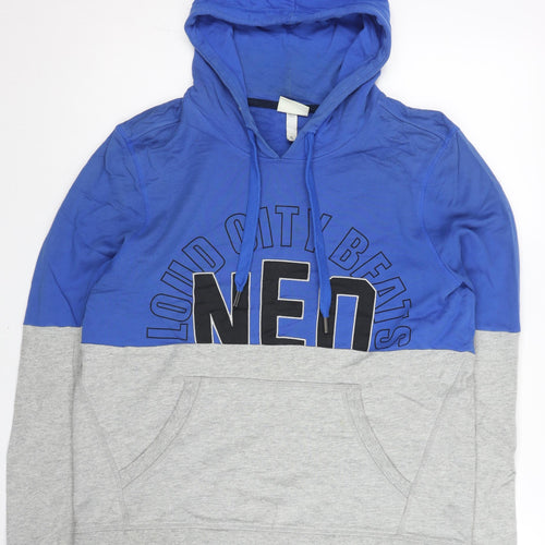 Adidas Neo Men’s Blue Grey Pullover Hoodie L Sports Graphic