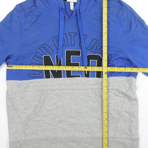 Adidas Neo Men’s Blue Grey Pullover Hoodie L Sports Graphic