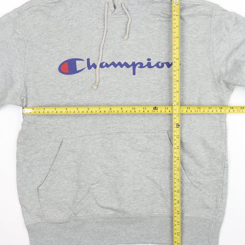 Champion Men's Grey Pullover Hoodie Logo Print Size L