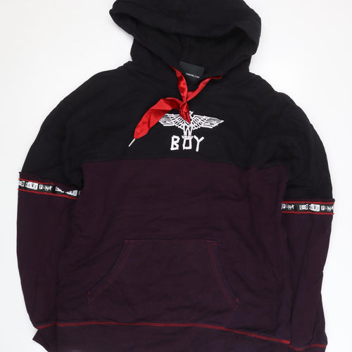 BOY London Men's Black Pullover Hoodie S Logo Graphic Streetwear