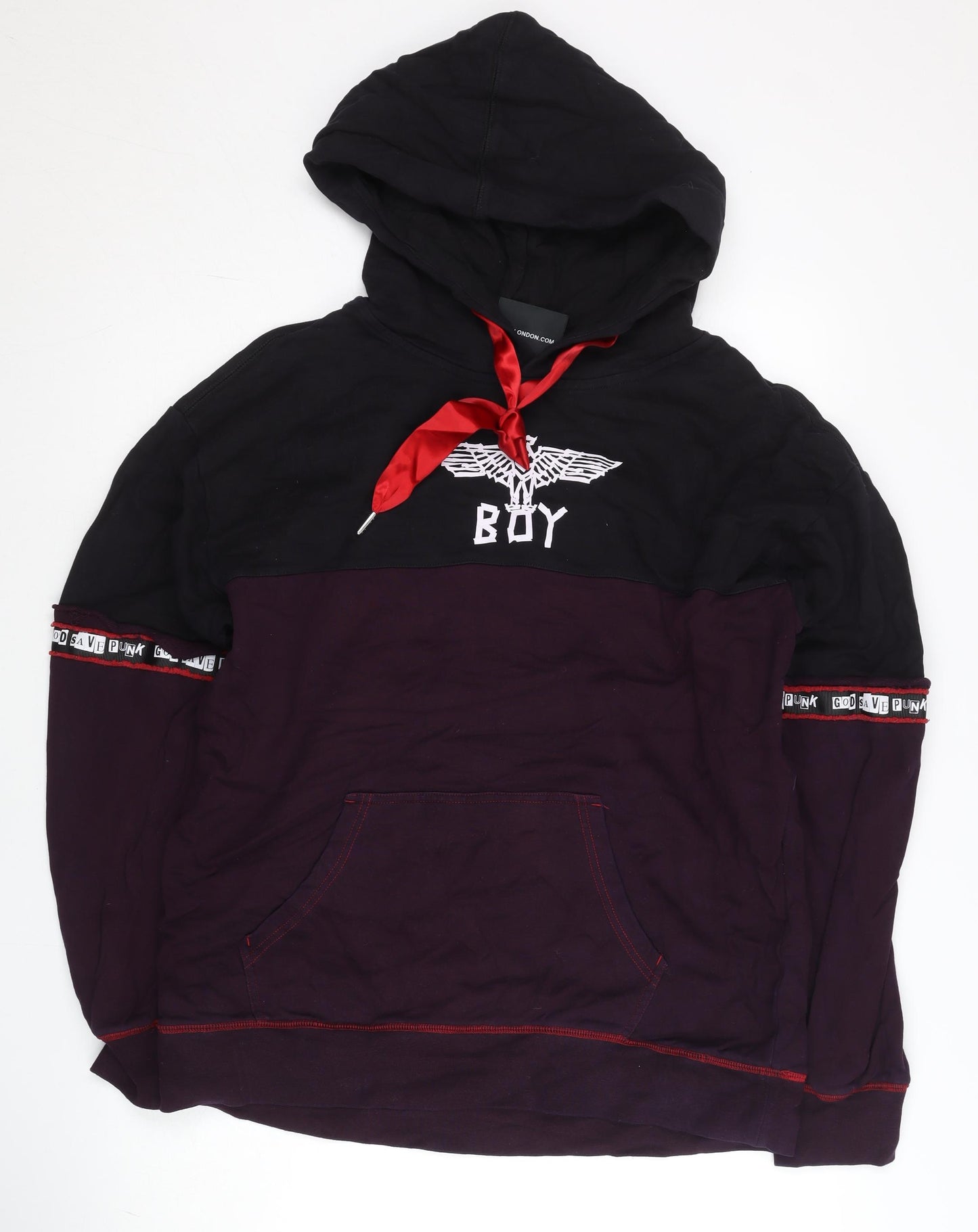 BOY London Men's Black Pullover Hoodie S Logo Graphic Streetwear