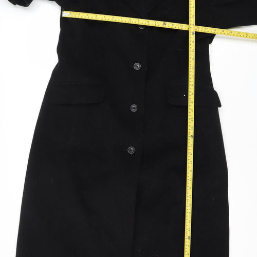 Heine Women's Black Wool Cashmere Blend Long Overcoat Size 16