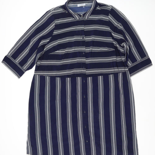 LIVE FOR THE WEEKEND Women’s Blue Striped Shirt Dress Size 22