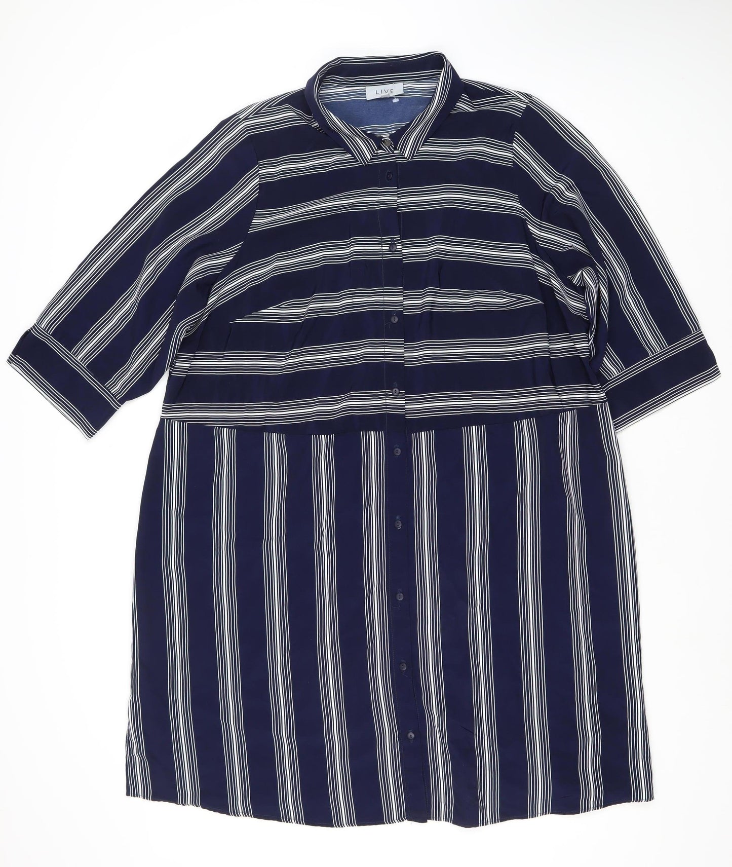 LIVE FOR THE WEEKEND Women’s Blue Striped Shirt Dress Size 22