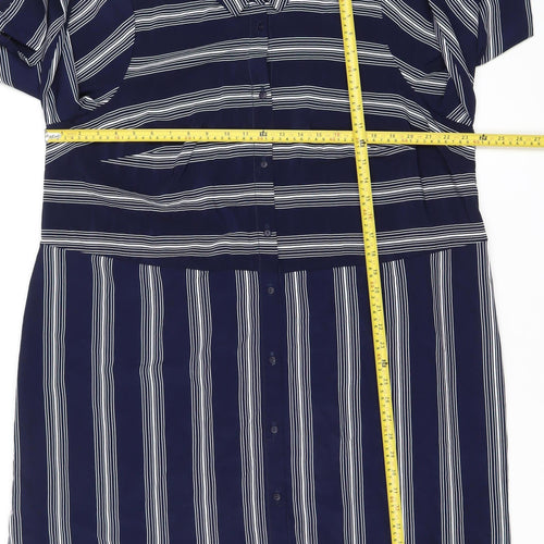 LIVE FOR THE WEEKEND Women’s Blue Striped Shirt Dress Size 22