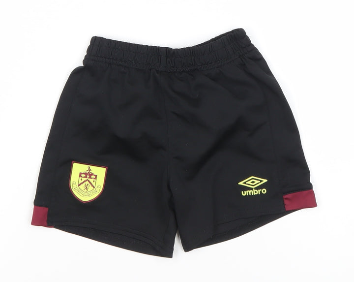 Umbro Boys Black Football Shorts 2-3 Years Athletic Elastic Waist