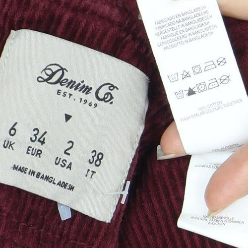 Denim Co. Women’s Burgundy Corduroy Pinafore Dress Size 6
