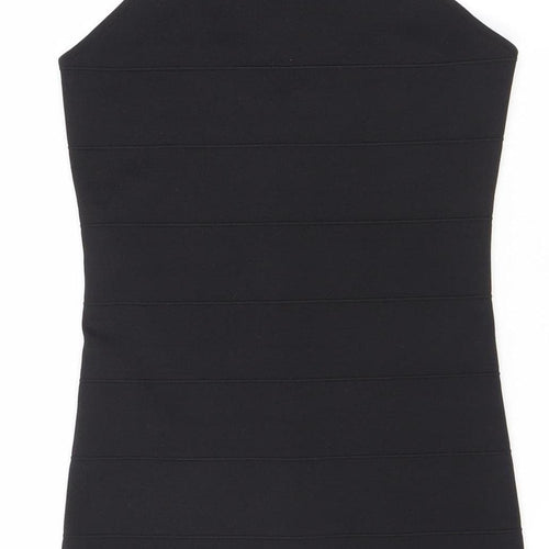 Topshop Women’s Black Bodycon Knit Dress UK 6 Scoop Neck Sleeveless