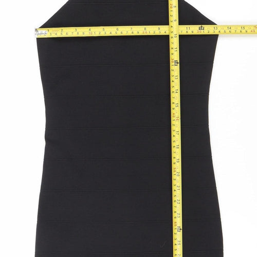 Topshop Women’s Black Bodycon Knit Dress UK 6 Scoop Neck Sleeveless