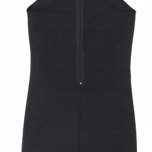 Topshop Women’s Black Bodycon Knit Dress UK 6 Scoop Neck Sleeveless