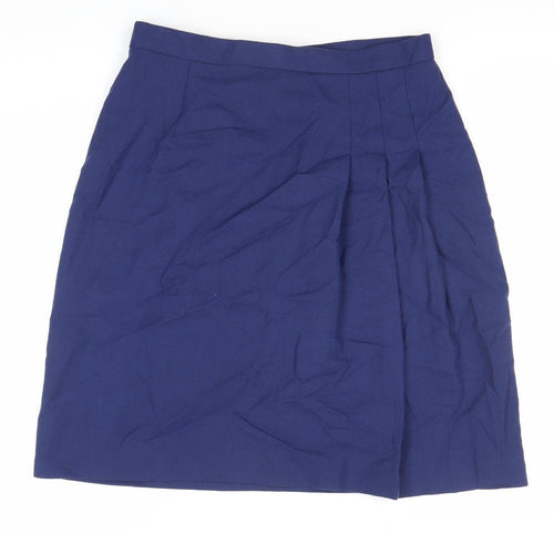 Women's Blue Wool High Rise Pencil Skirt Size 14 Plus Knee Length