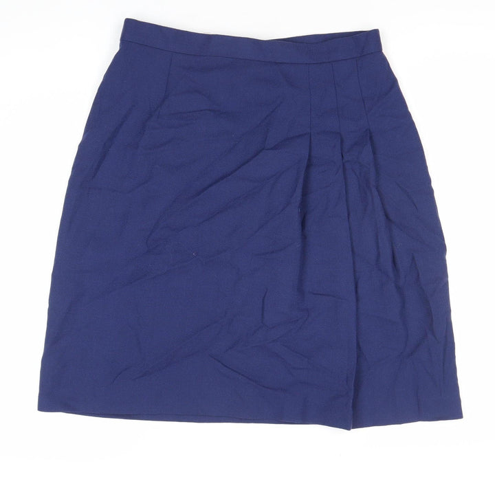 Women's Blue Wool High Rise Pencil Skirt Size 14 Plus Knee Length