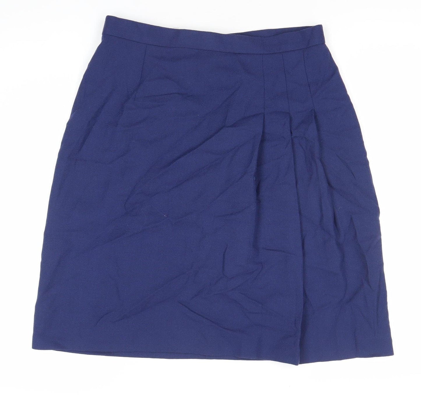 Women's Blue Wool High Rise Pencil Skirt Size 14 Plus Knee Length