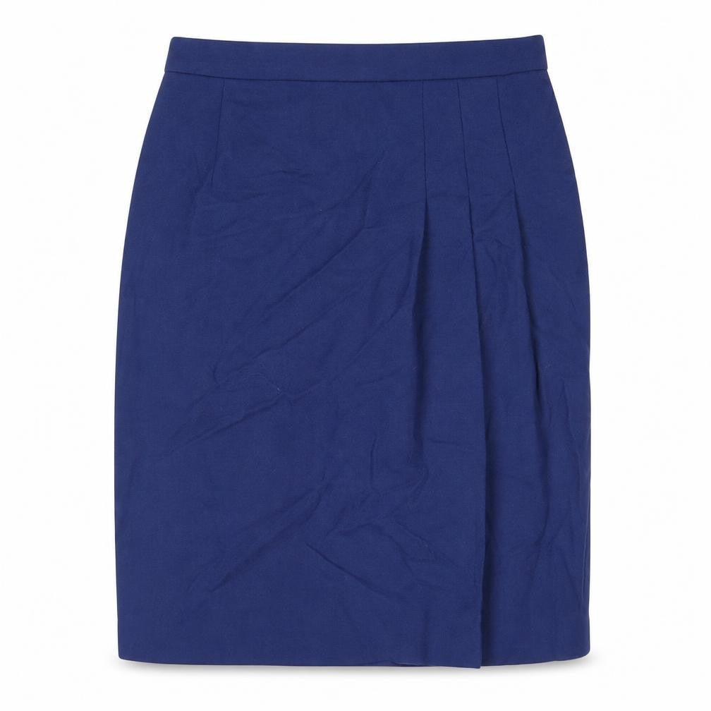 Women's Blue Wool High Rise Pencil Skirt Size 14 Plus Knee Length
