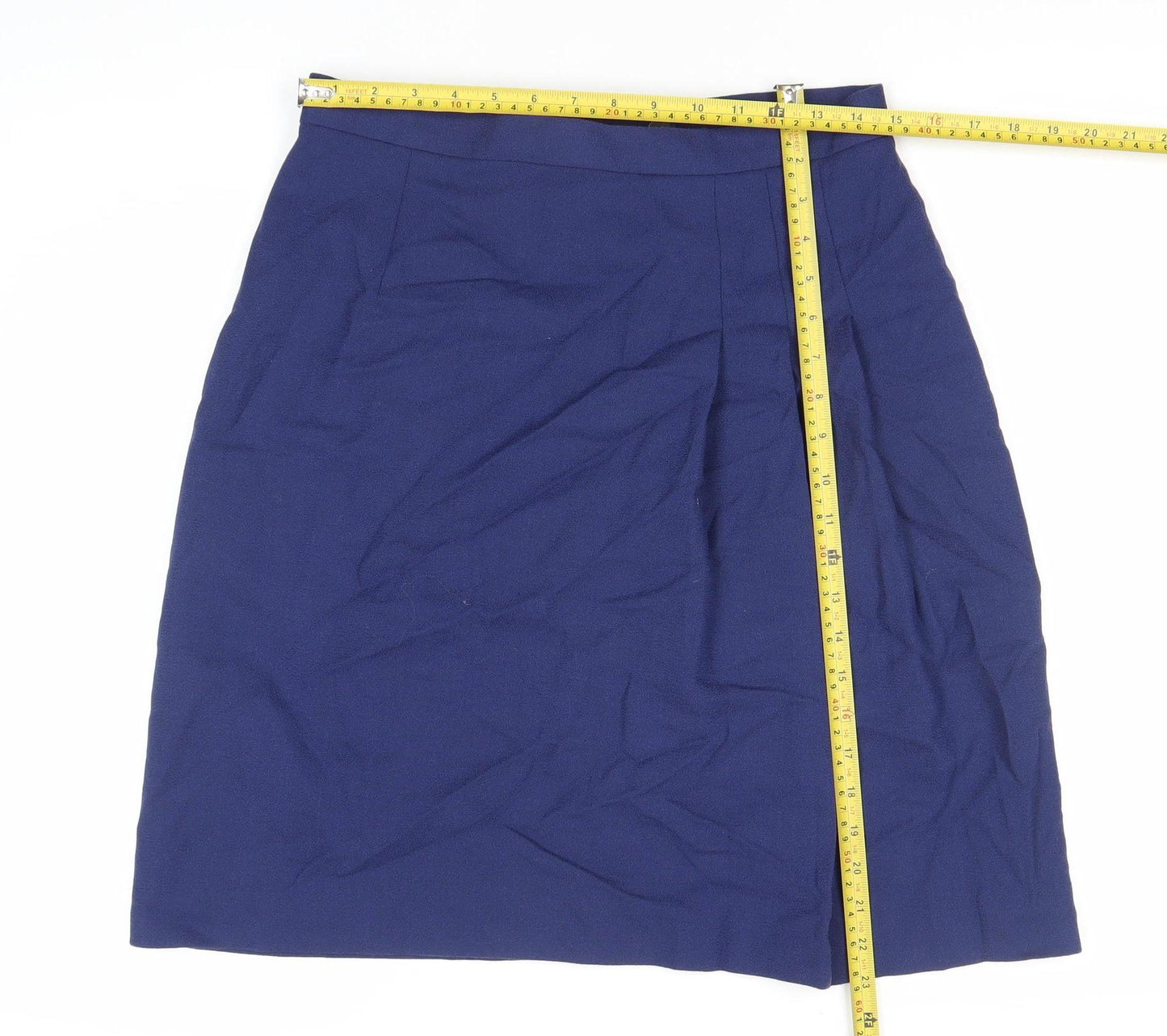 Women's Blue Wool High Rise Pencil Skirt Size 14 Plus Knee Length