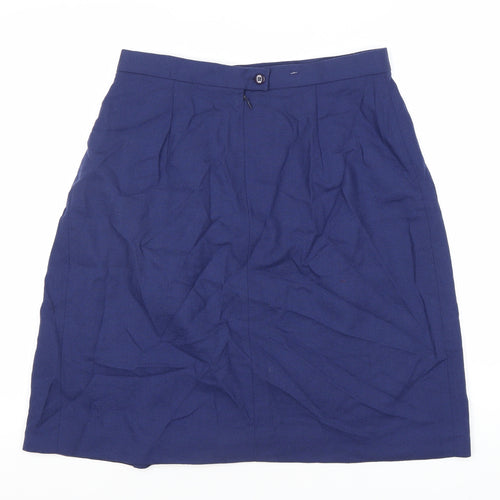 Women's Blue Wool High Rise Pencil Skirt Size 14 Plus Knee Length