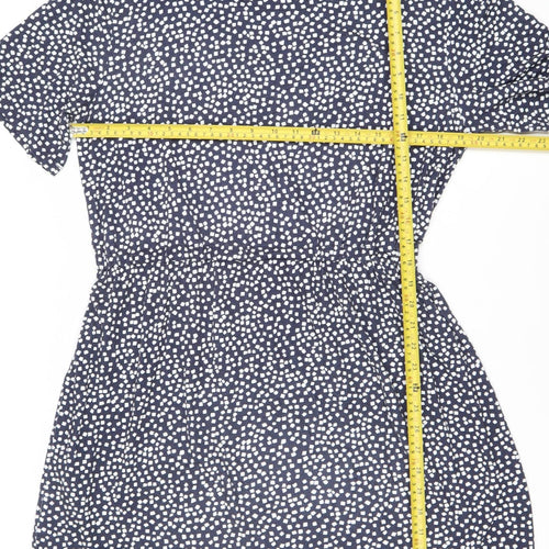Warehouse Women’s Blue Geometric Fit & Flare Dress Size 14 Knee Length