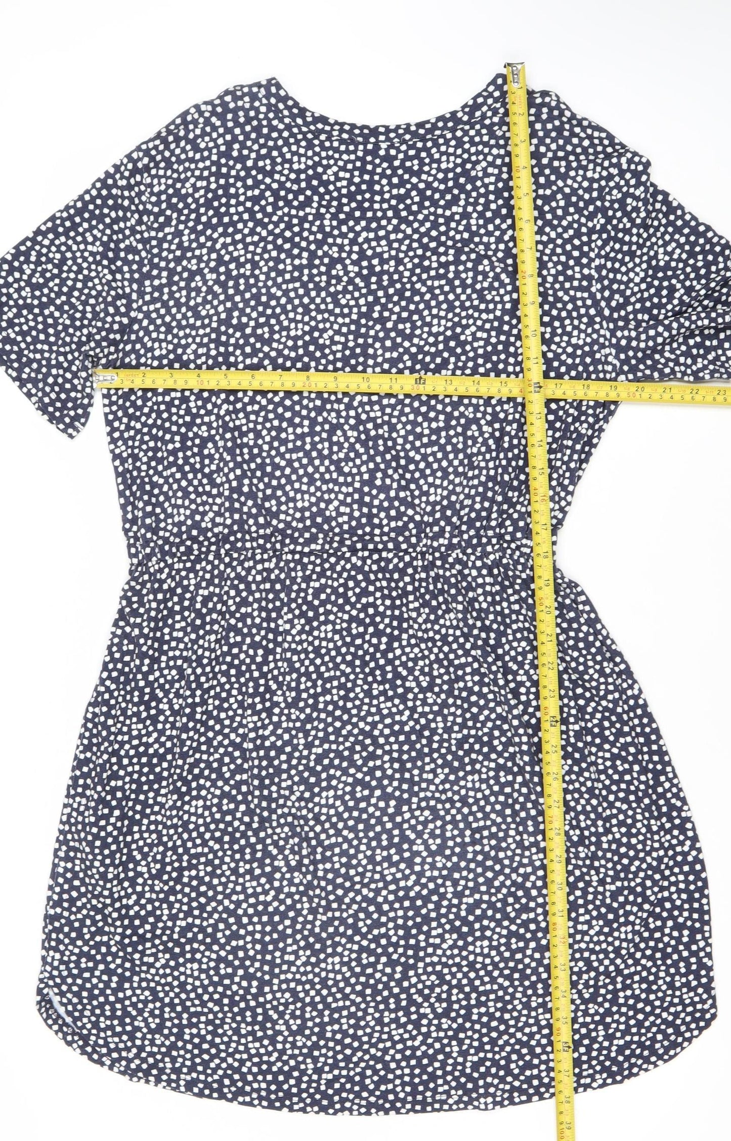 Warehouse Women’s Blue Geometric Fit & Flare Dress Size 14 Knee Length