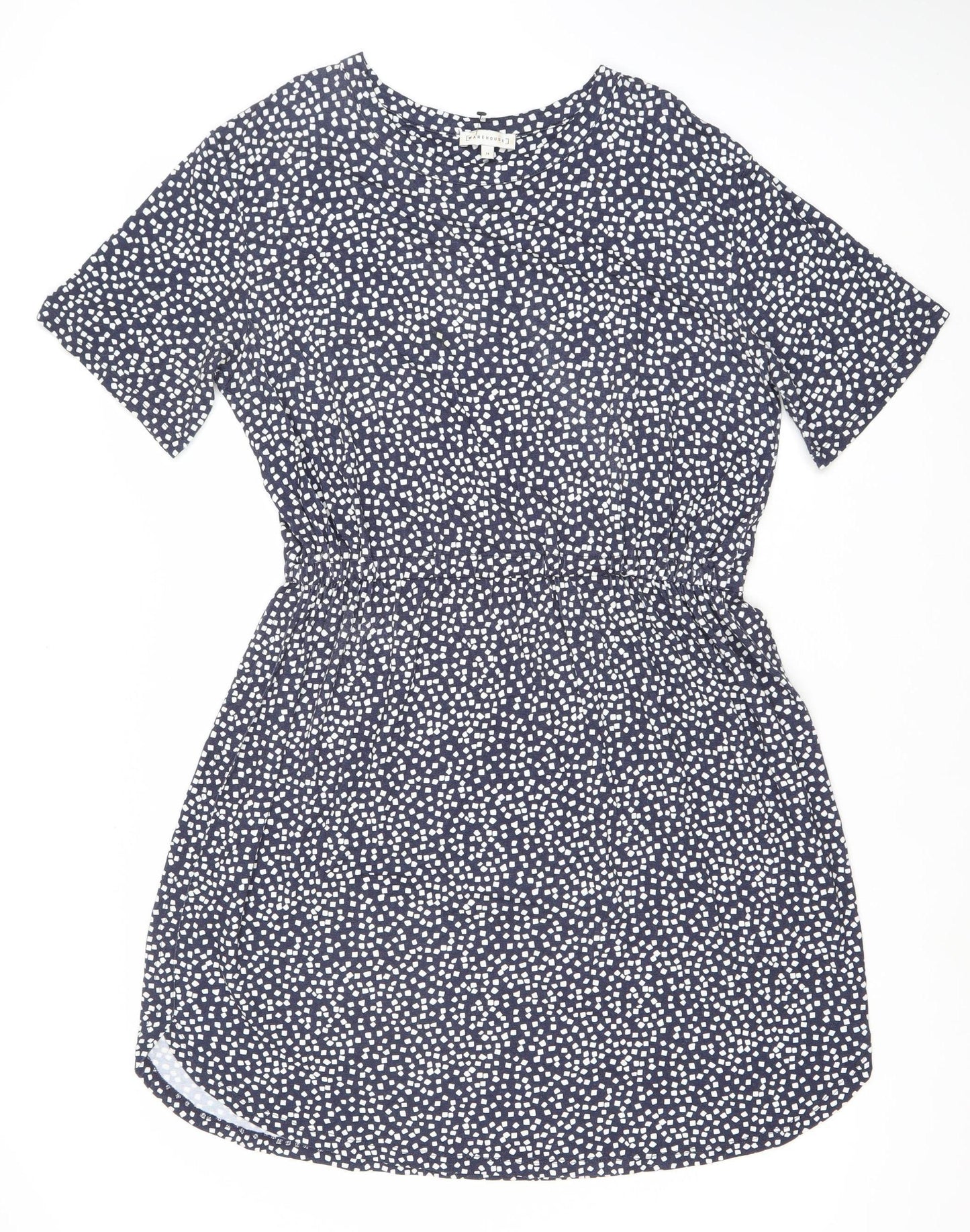 Warehouse Women’s Blue Geometric Fit & Flare Dress Size 14 Knee Length