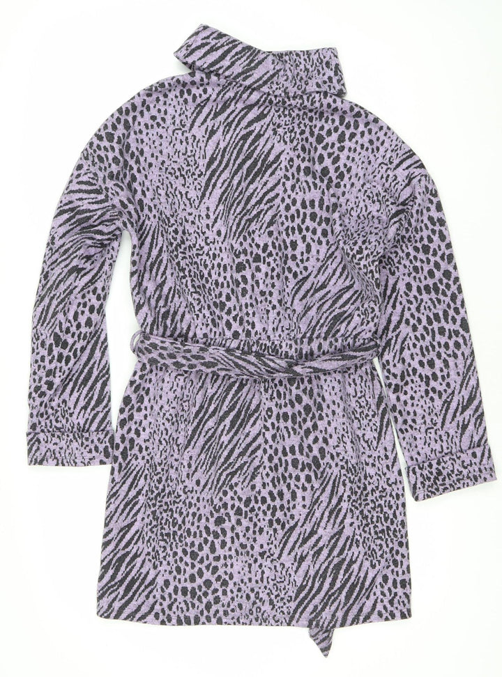 River Island Women’s Purple Animal Print Wrap Dress Size 8