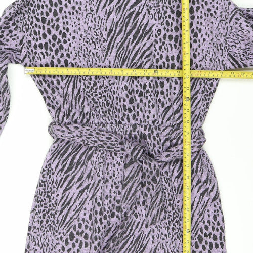 River Island Women’s Purple Animal Print Wrap Dress Size 8