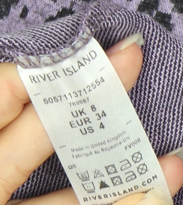 River Island Women’s Purple Animal Print Wrap Dress Size 8