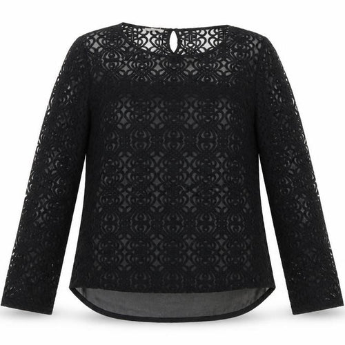 Next Women’s Black Lace Tunic Blouse Size 10 Long Sleeve