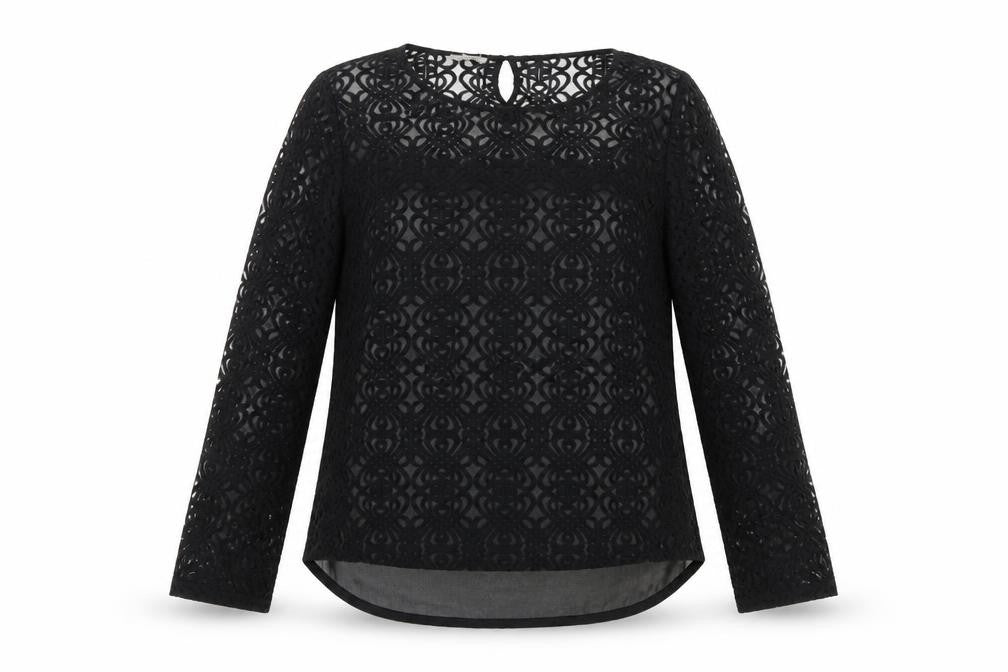 Next Women’s Black Lace Tunic Blouse Size 10 Long Sleeve
