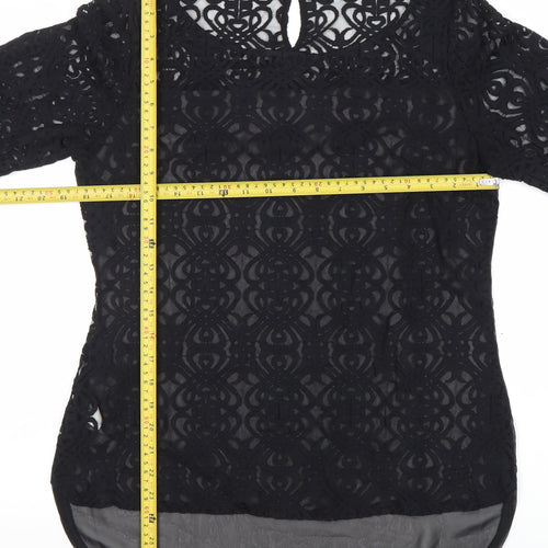 Next Women’s Black Lace Tunic Blouse Size 10 Long Sleeve