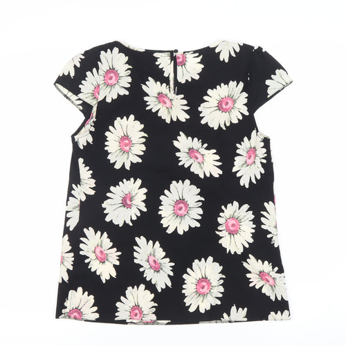 K&D London Women's Black Floral Blouse Size 10 Short Sleeve