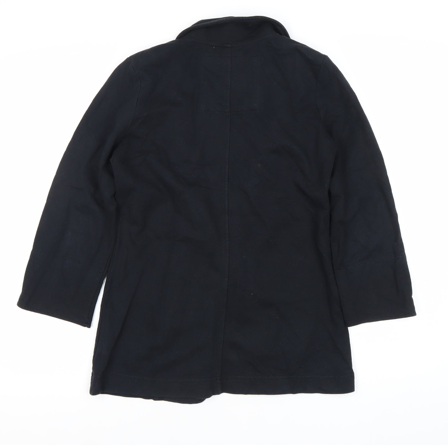 Denim Co. Women's Black Size 8 Boyfriend Blazer Jacket 3/4 Sleeve
