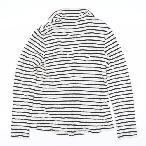 Superdry Women's White Striped Blazer Size S Notch Lapel Casual