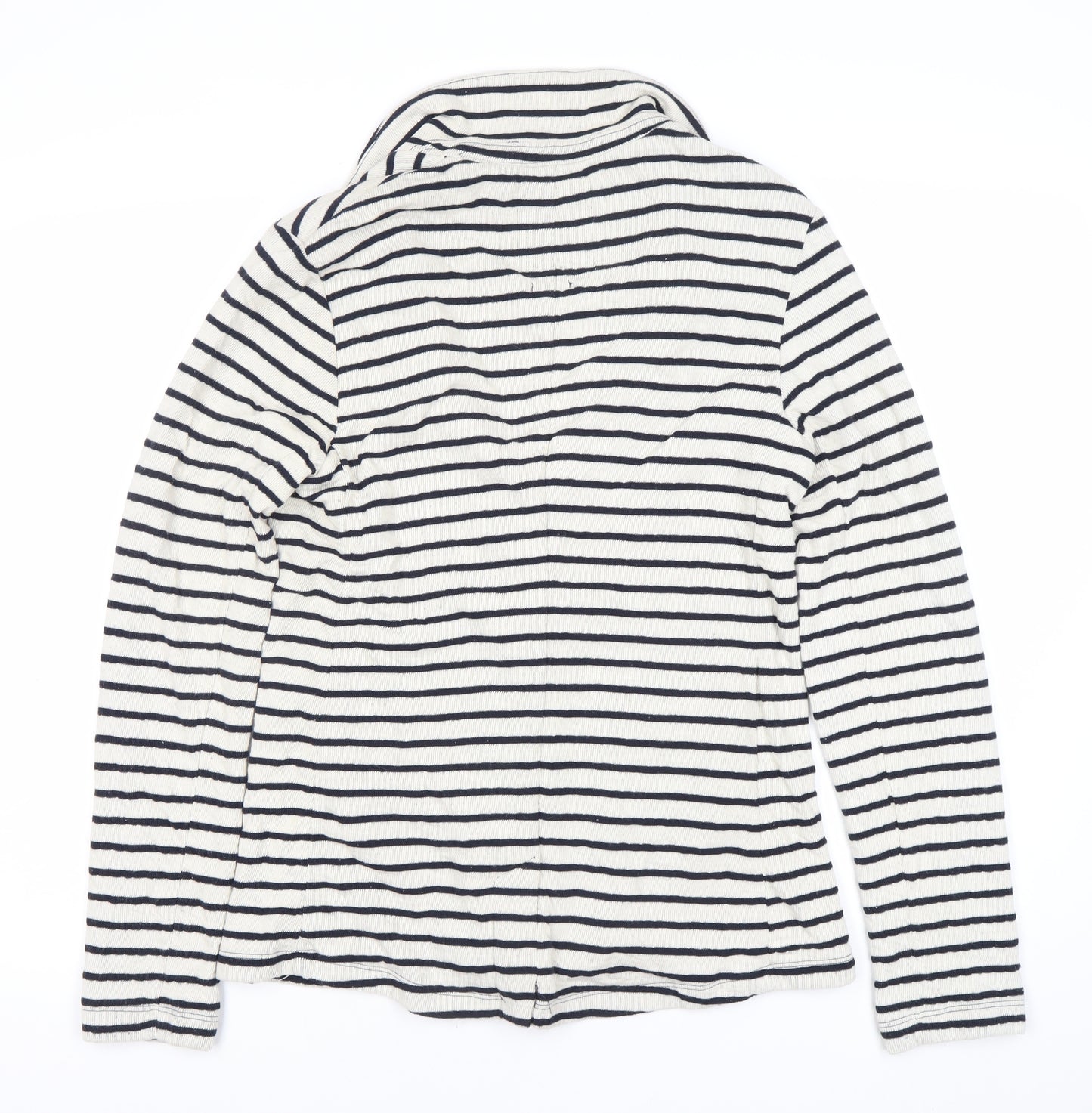 Superdry Women's White Striped Blazer Size S Notch Lapel Casual