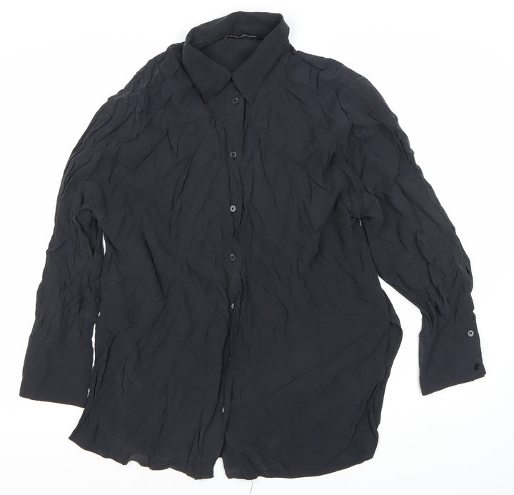 Zara Men’s Black Long Sleeve Modal Dress Shirt S Formal