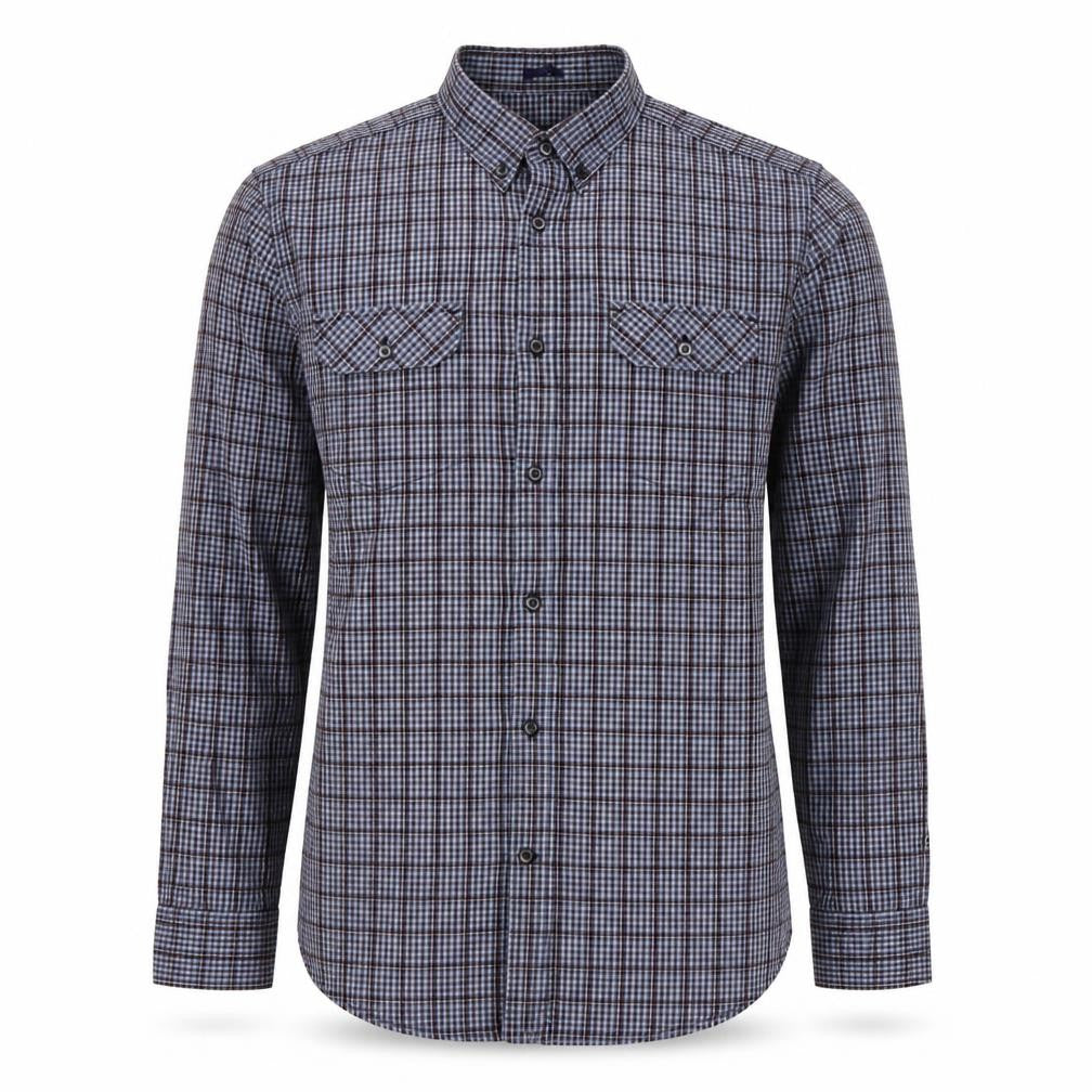 Matinique Men’s Blue Check Long Sleeve Button-Down Dress Shirt XL