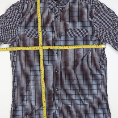 Matinique Men’s Blue Check Long Sleeve Button-Down Dress Shirt XL