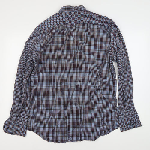 Matinique Men’s Blue Check Long Sleeve Button-Down Dress Shirt XL