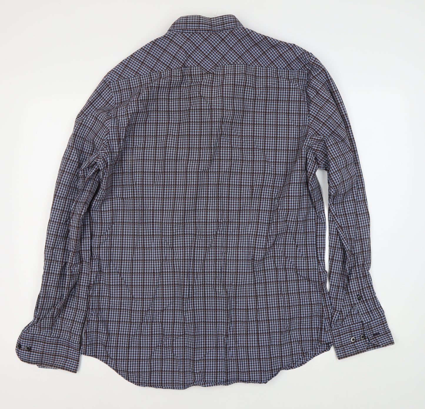 Matinique Men’s Blue Check Long Sleeve Button-Down Dress Shirt XL