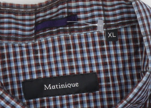 Matinique Men’s Blue Check Long Sleeve Button-Down Dress Shirt XL