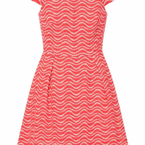 Warehouse Women’s Pink Geometric Fit & Flare Dress Size 8 Knee Length