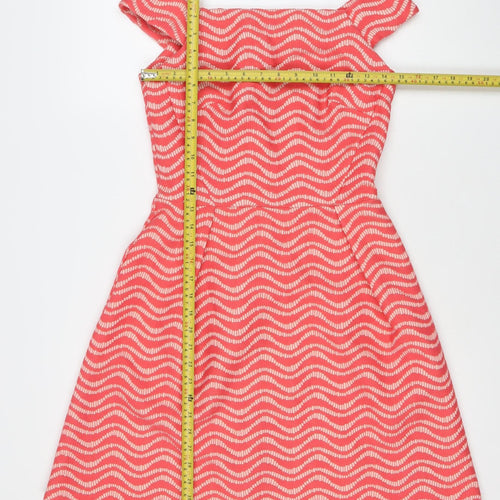 Warehouse Women’s Pink Geometric Fit & Flare Dress Size 8 Knee Length