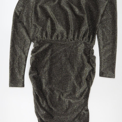 River Island Women’s Black Glitter Bodycon Mini Dress Size 8