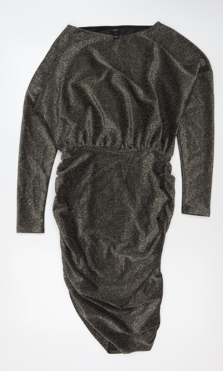 River Island Women’s Black Glitter Bodycon Mini Dress Size 8