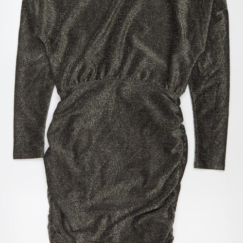 River Island Women’s Black Glitter Bodycon Mini Dress Size 8